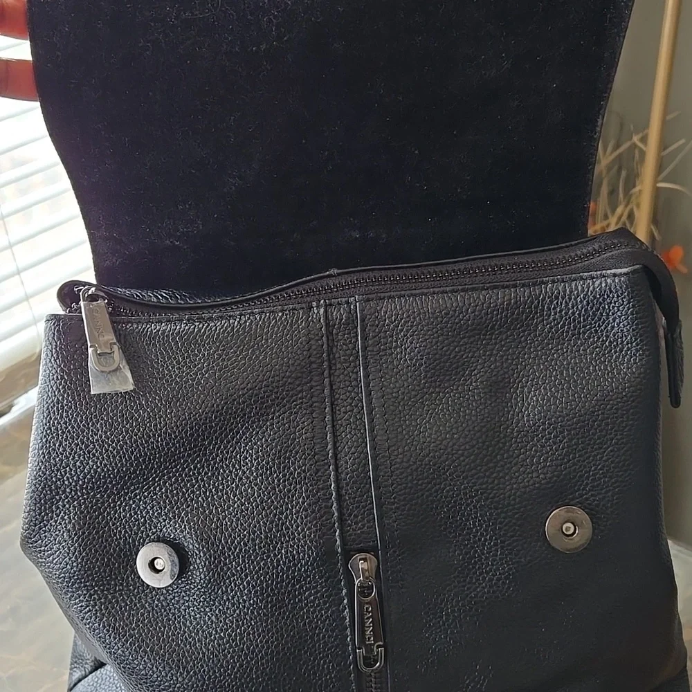 Black Woven Leather Cannci Backpack Bag
